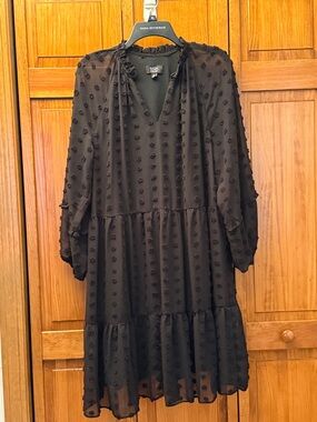 Adorable MSK Black Textured Tiered Midi Dress size 1X